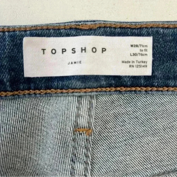 Topshop Jamie High Waisted Skinny Jeans Ankle Cropped Jagged  Hem Blue Size 26 - Picture 11 of 16